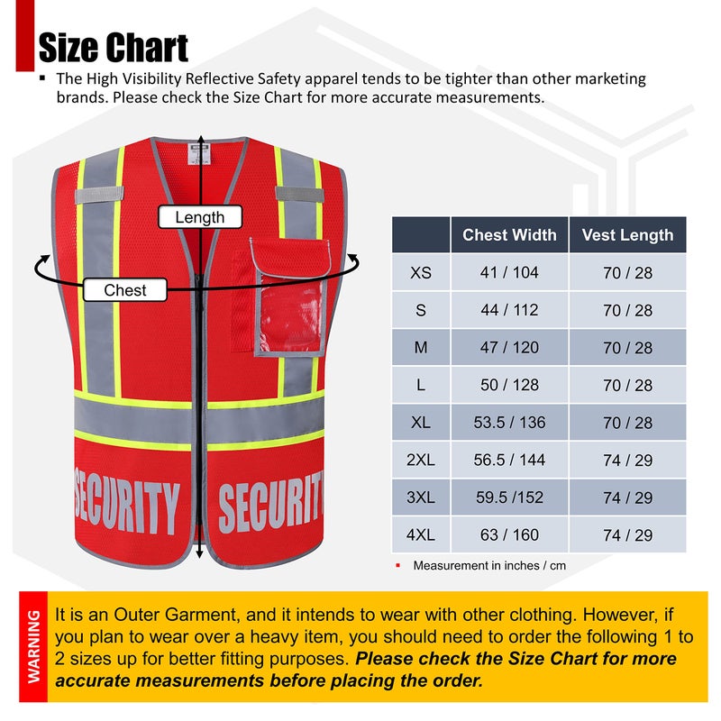 HATAUNKI Retro-Reflection Security Safety Vests Heavy Duty Red Mesh with 5 Pockets and Front Zipper Meet ANSI/ISEA 107-2015 (Red-22,3X-Large) - Image 5